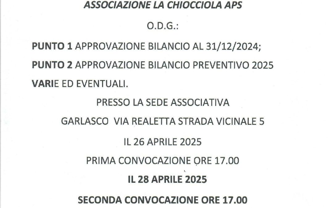 Convocazione assemblea ordinaria soci